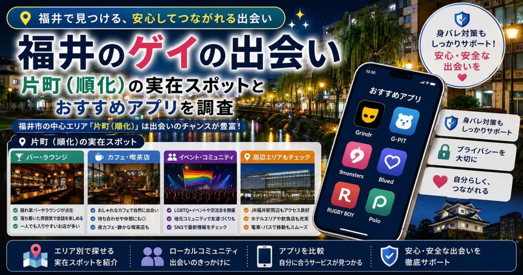 福井のゲイの出会い｜片町(順化)の実在スポットとおすすめアプリを調査