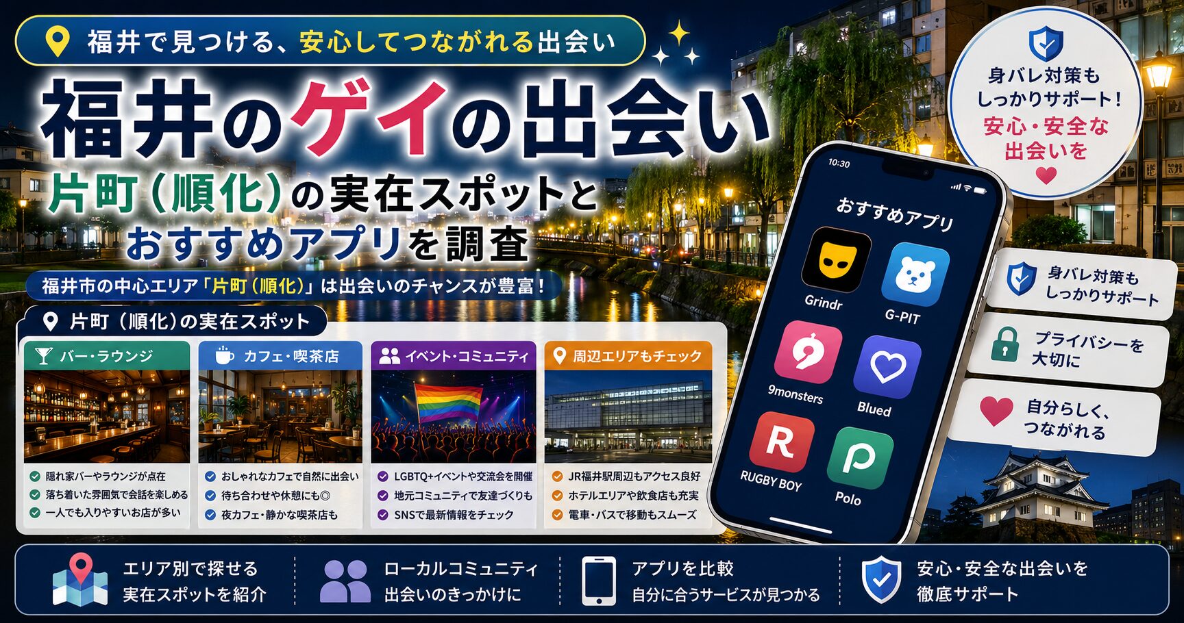 福井のゲイの出会い｜片町(順化)の実在スポットとおすすめアプリを調査