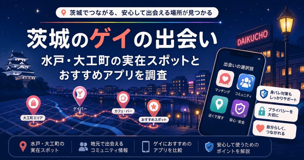 茨城のゲイの出会い｜水戸・大工町の実在スポットとおすすめアプリを調査