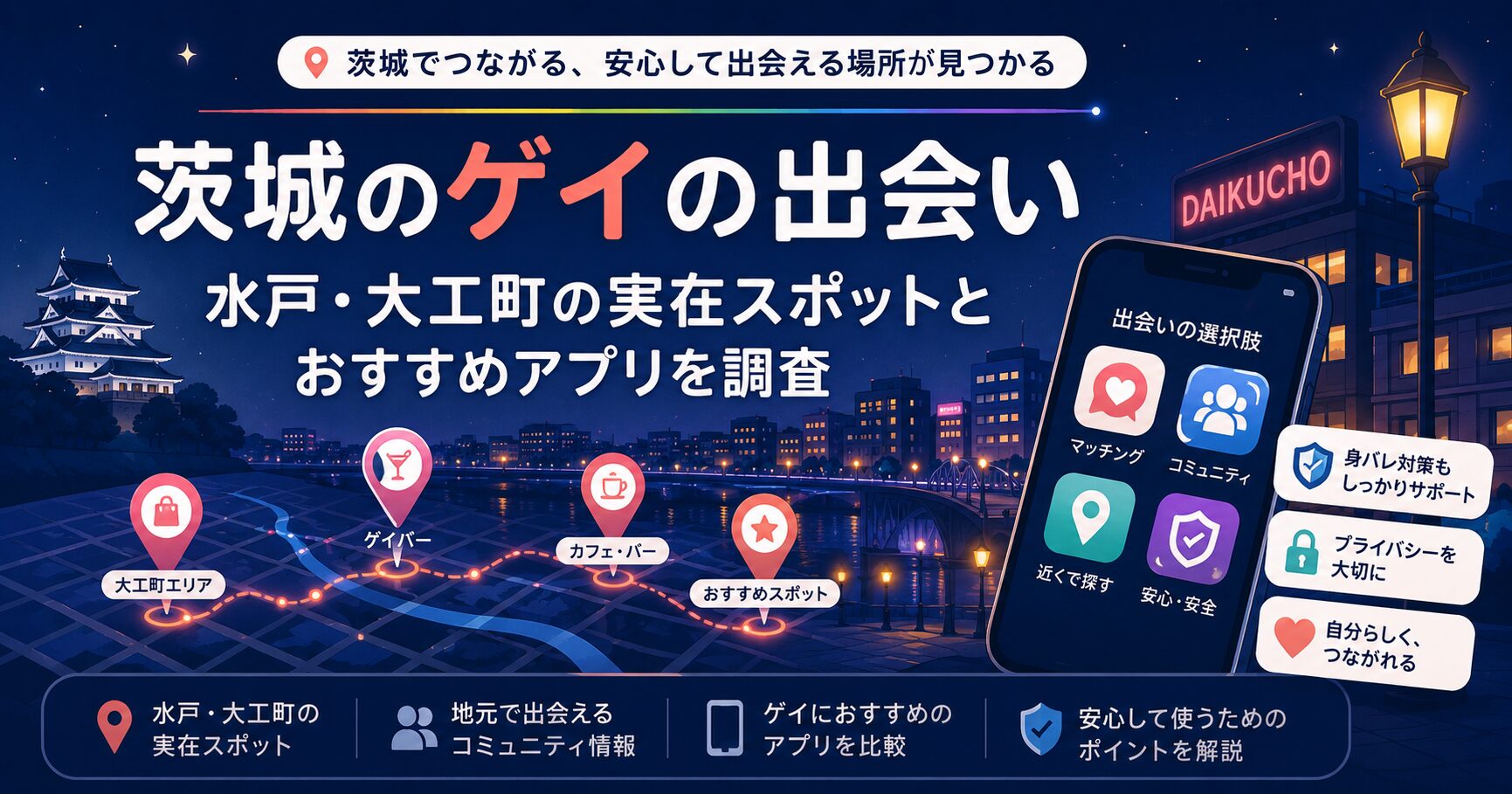 茨城のゲイの出会い｜水戸・大工町の実在スポットとおすすめアプリを調査