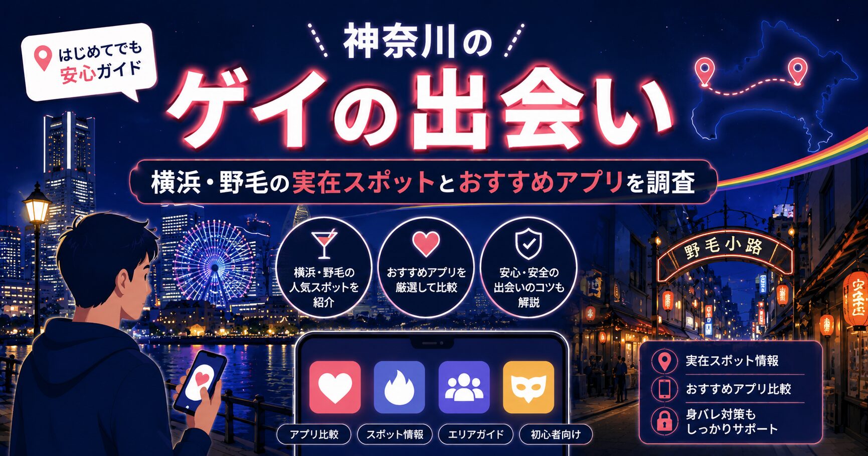 神奈川のゲイの出会い｜横浜・野毛の実在スポットとおすすめアプリを調査