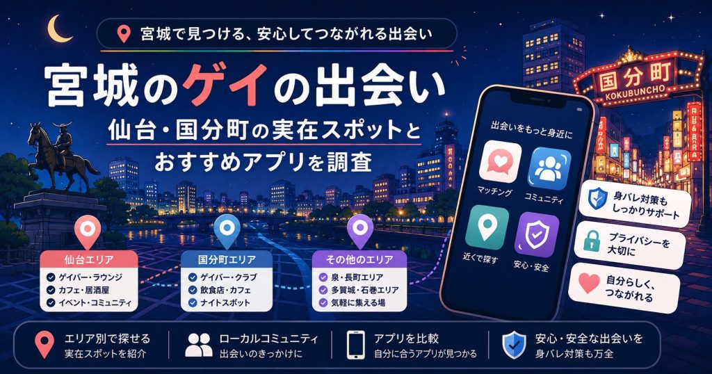 宮城のゲイの出会い｜仙台・国分町の実在スポットとおすすめアプリを調査