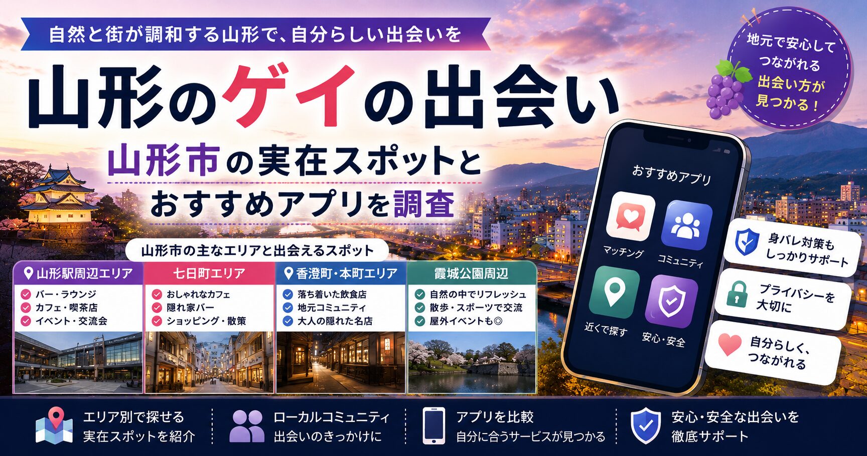 山形のゲイの出会い|山形市の実在スポットとおすすめアプリを調査
