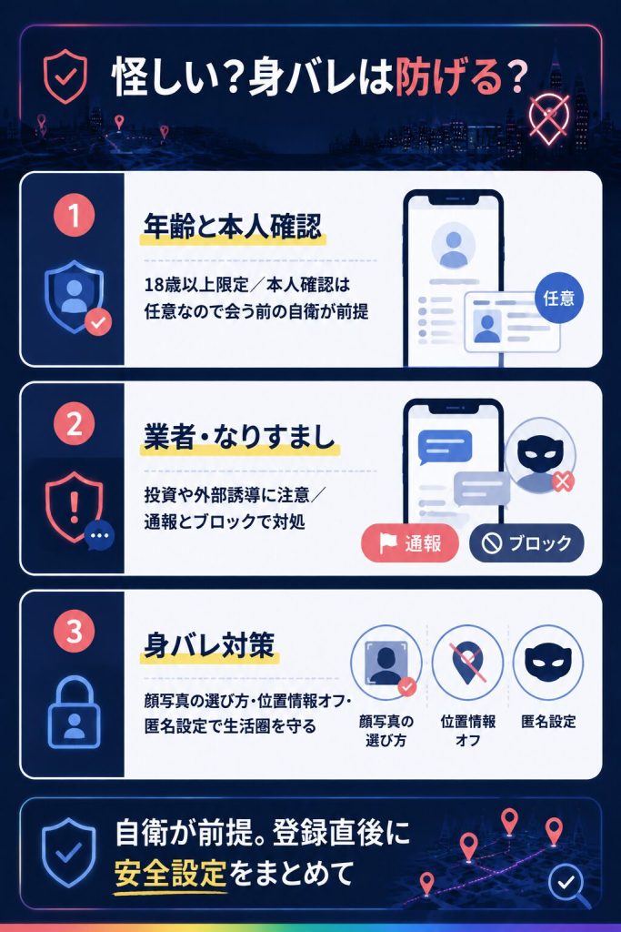 9monstersの安全性と身バレ対策の要点図