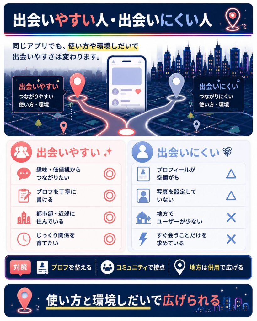 出会いやすい人と出会いにくい人の図解