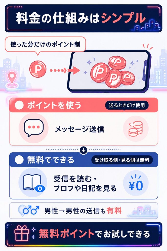 ハッピーメールの料金の仕組みを整理した図