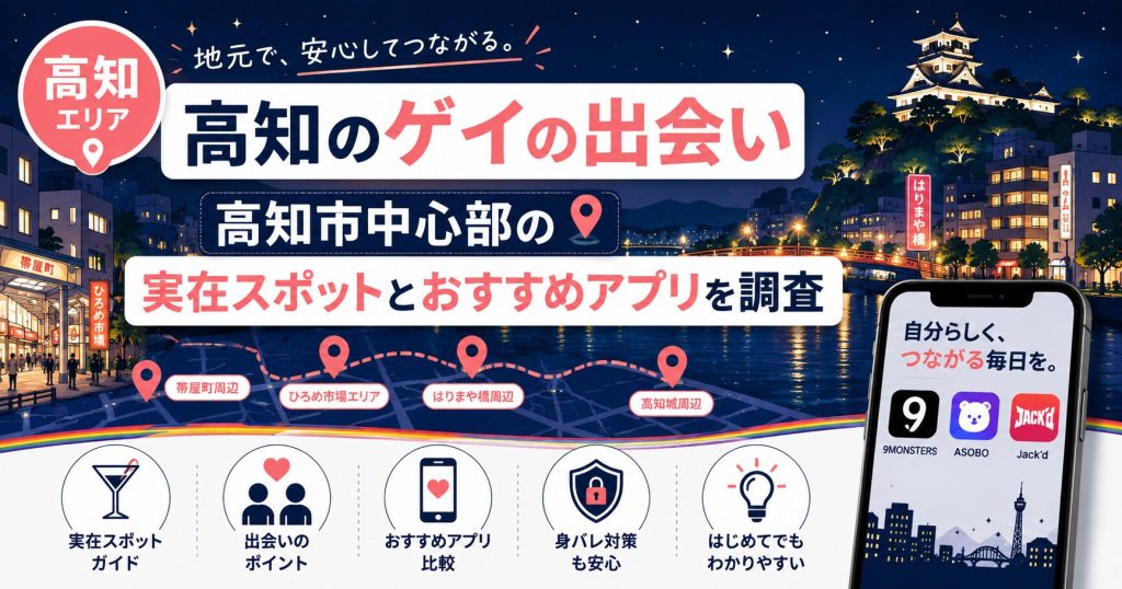 高知のゲイの出会い｜高知市中心部の実在スポットとおすすめアプリを調査